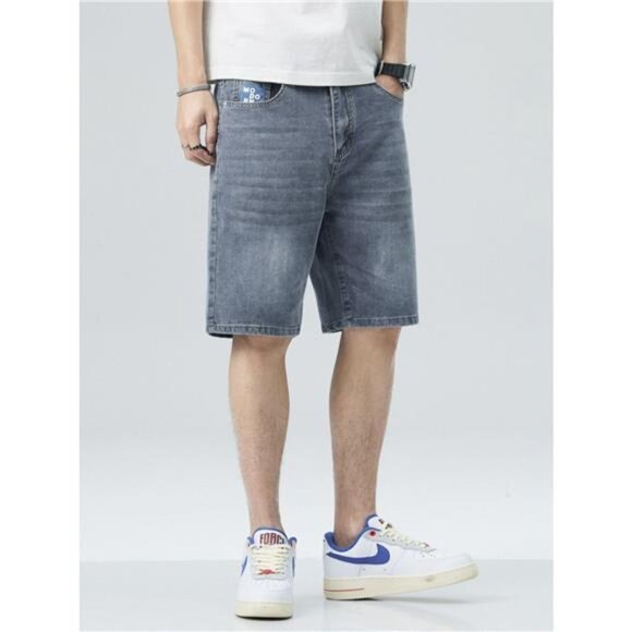Men's Washed Denim Shorts with Pockets - Picture 2 of 6